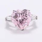 Ring Heart Custom Women Jewelry Engagement Eternity Ring Sterling Silver Pink CZ Zircon Heart Gemstone Ring