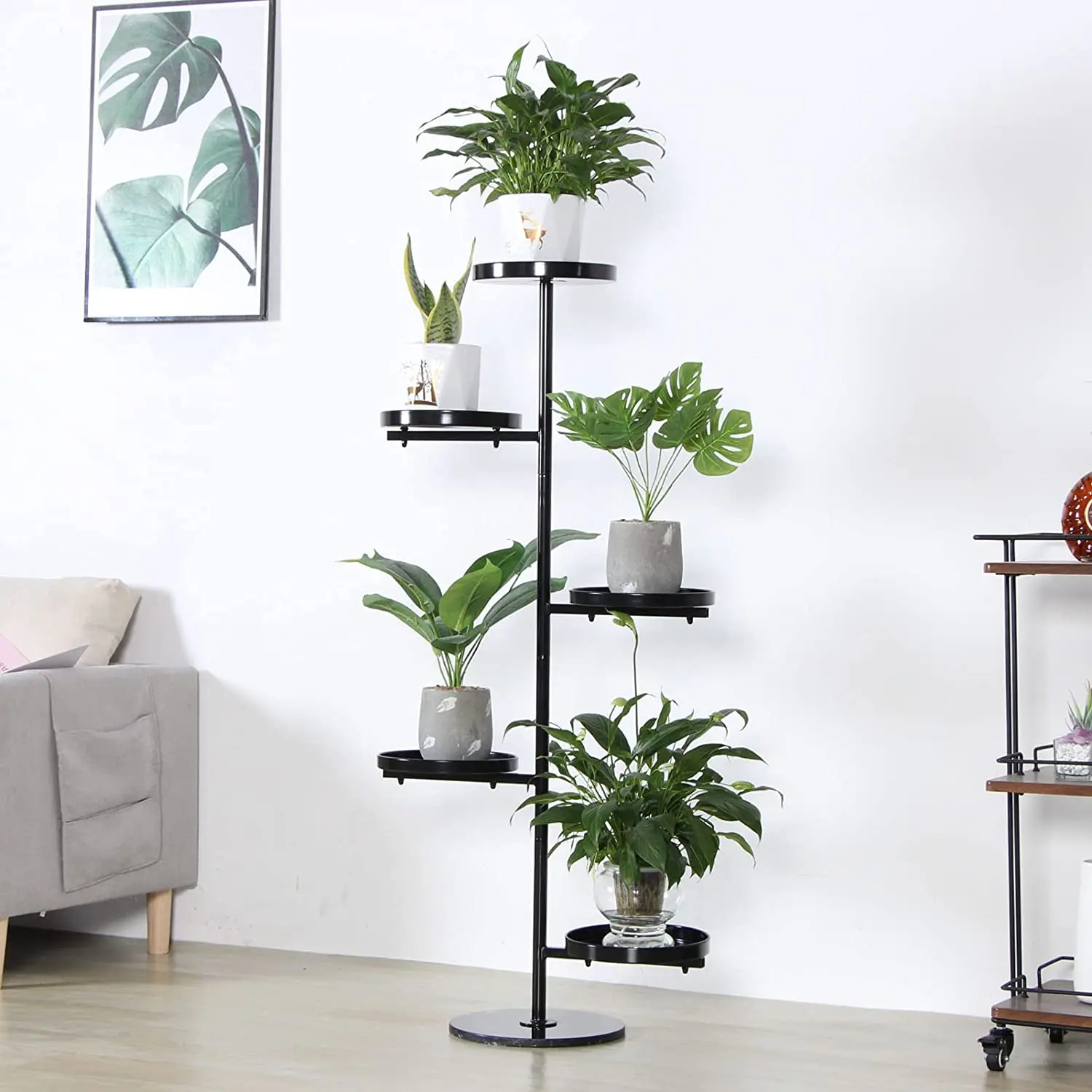 Metal Plant Stand Indoor Outdoor,5 Tier Multiple Flower Shelf Pot Holder Plant For Display Rack Living Room and Garden