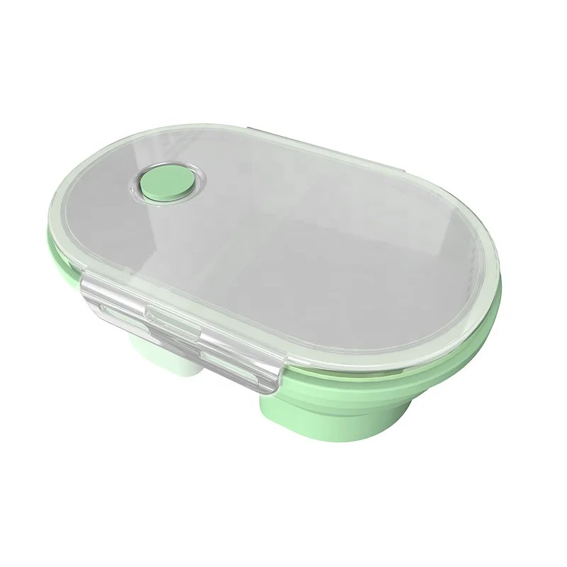 2023 New 2 Compartment Silicone Bento Box Container Durable BPA Free Reusable Keeping Dishes Bento Collapsible Lunch Box