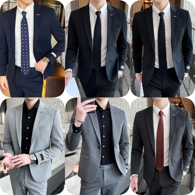 Customized men's formal suit 2 piece casual business bridegroom's suit high quality