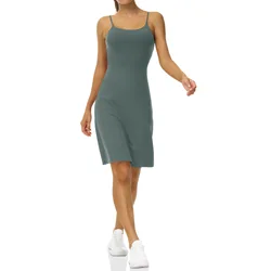 YIYINew Design Women's Tennis Dress Workout Golf Dress Built-in With Bra Shorts Pocket Sleeveless Athletic Dresses
