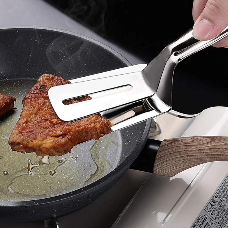 Details about   Frying Fish Shovel Kitchen Stainless Steel Frying Shovel Clip Fried Fish Steak 
