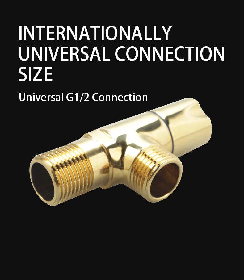 Champagne Gold Brass Leak-proof Explosion-proof Large Flow Angle Valve Hot and Cold Universal Toilet Water Heater Angle Valve supplier