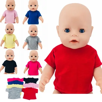 43cm Doll Clothes 18 Inch American Girl Doll Clothes Solid Color Top T-shirt