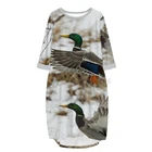 Wholesale 3D Print Long Duck Hunting Shepherd Pocket Loose Casual Robe Summer Dress Traf For Women V11