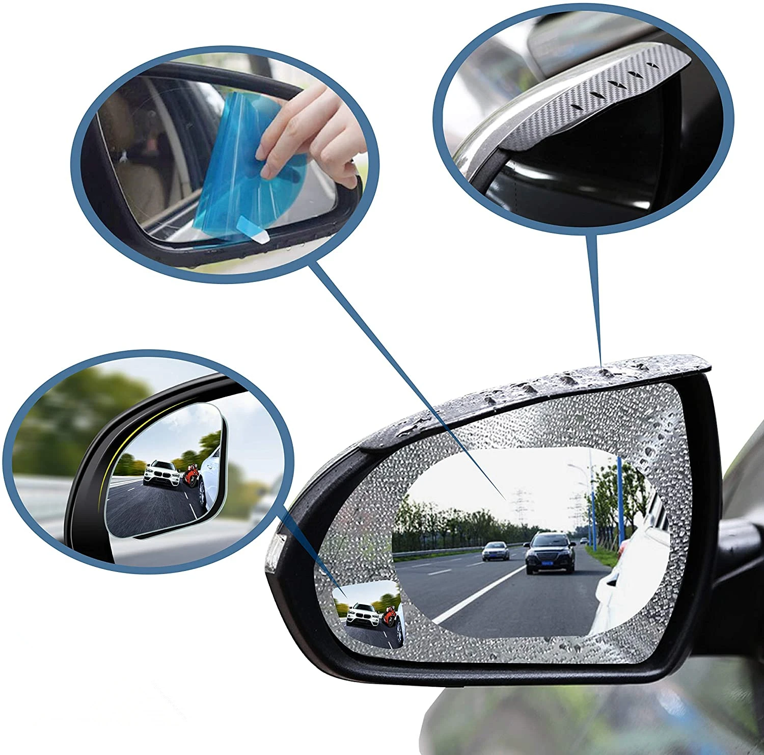 Car Rear View Mirror Clear Anti Fog Rain Film Waterproof Protective Film 2Pcs L 