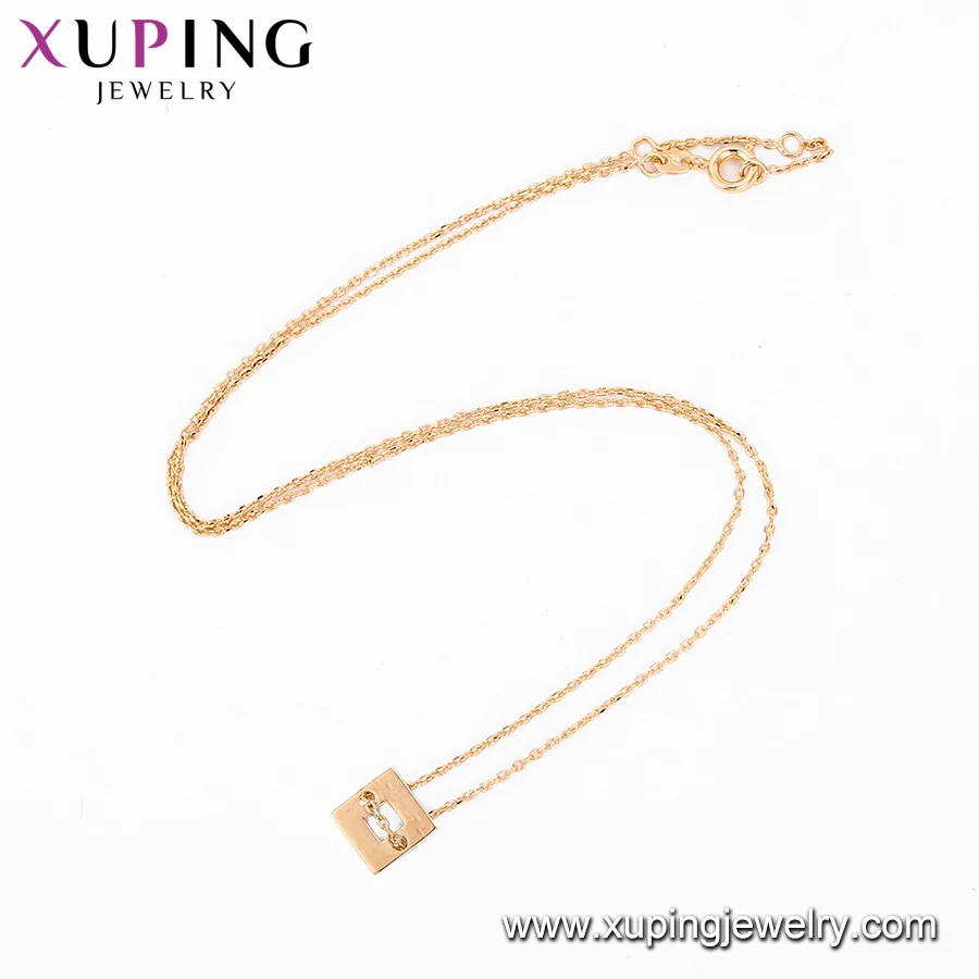47042 Xuping Jewelry fashion personality new square 18K gold neutral versatile environmental copper pendant necklace