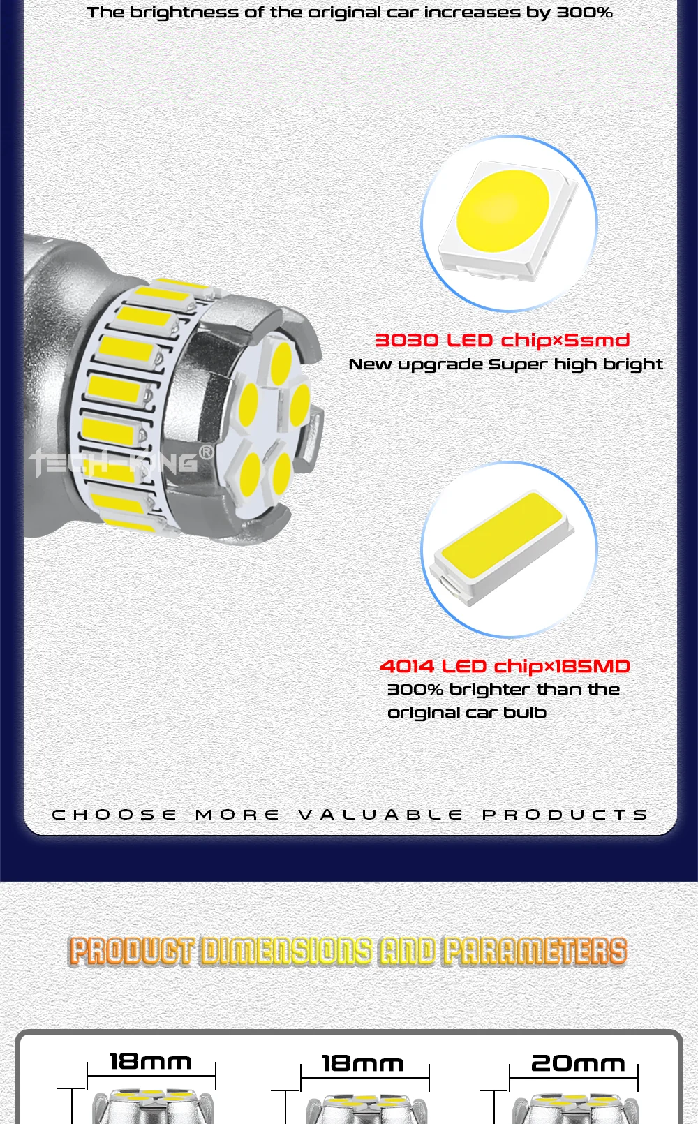 TECH-KING Car Brake Turn Light Led Width Lamp Interior Bulb White 12V-50V 1156 1157 S25 3156 3157 T20 7440 7443 Led Bulb
