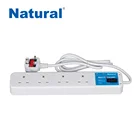 4 Electric Switches And Sockets Natural 13Amps MULTI GUARD 4 Way UK Electric Extension Socket With Switch