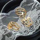 Gold Plated Ring New Design Punk 18k Gold Plated Hollow Stainless Steel Open Ring For Women