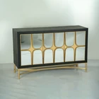 Furniture Modern Designs Living Room Furniture Wooden Metal Mirrored Storage Cabinet