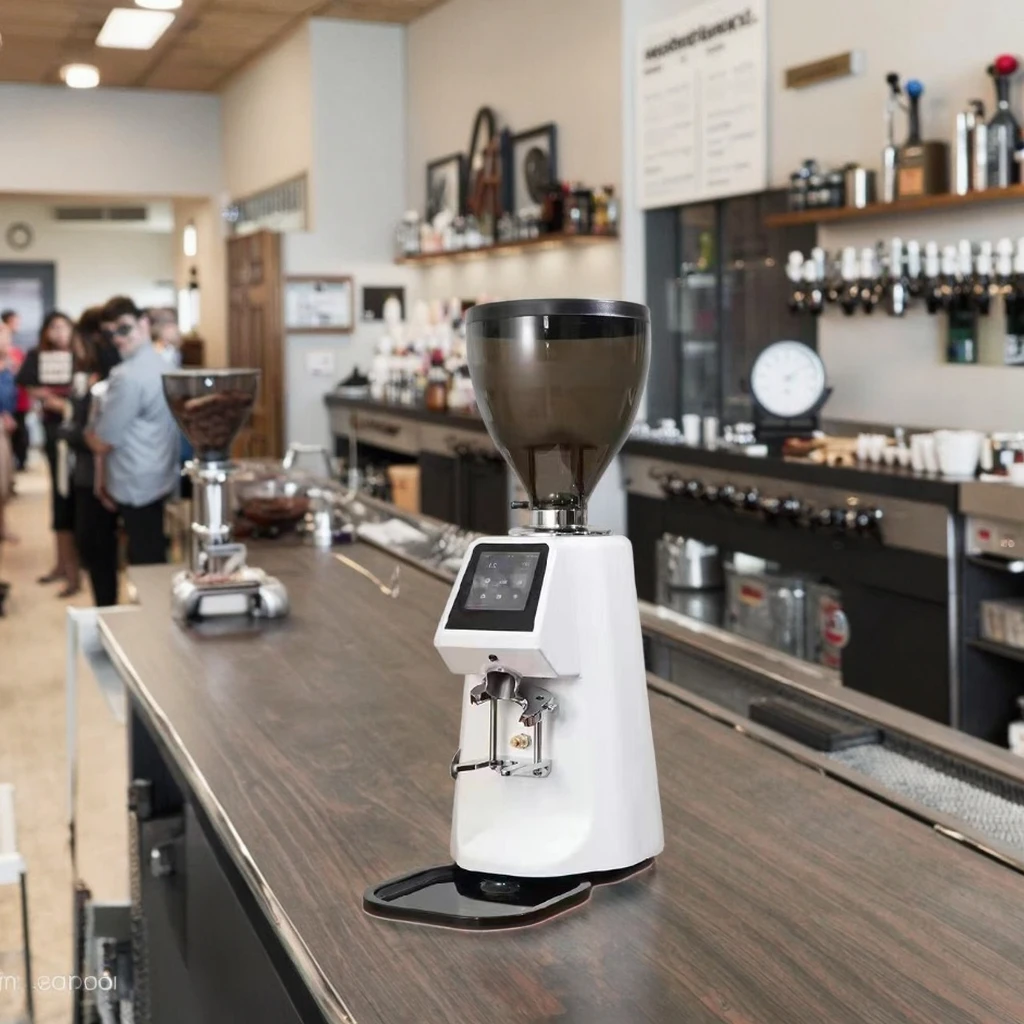 product flat burr 74mm commercial electric coffee grinder led touch screen bean mill grinder speed adjustable-15