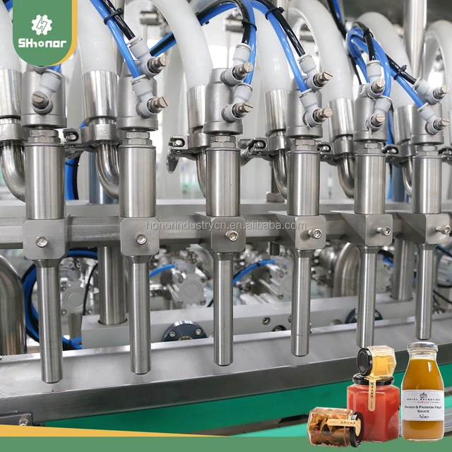 Automatic Oil Filling Machine Fruit Jam  Garlic Chili Pepper Sauce Honey Jar Filling Capping Labeling Line