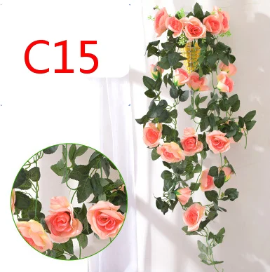 AAA235  wedding decoration Flowers vines plant branch flowers leaves home Christmas decor Artificial plastic rose rattan