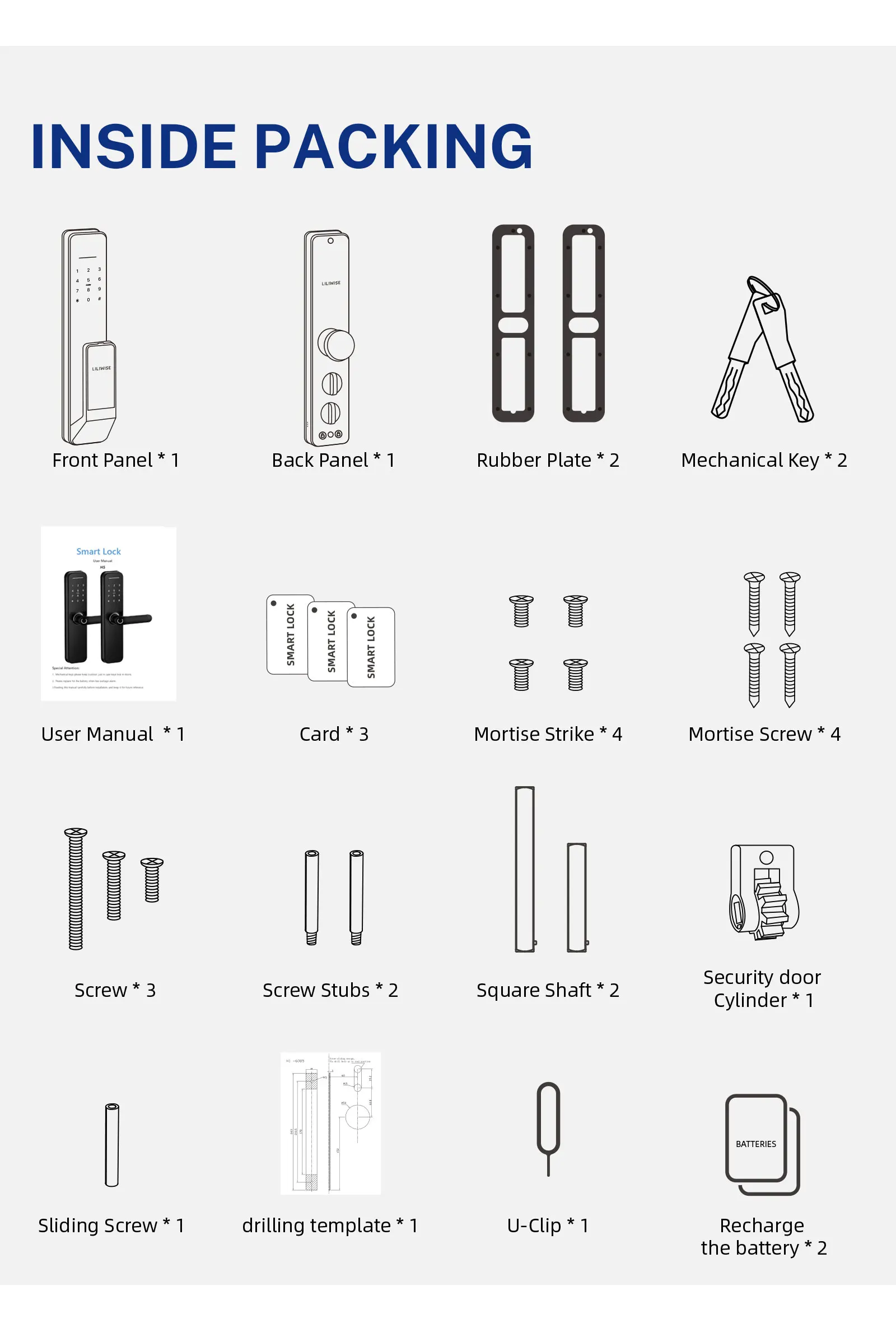 Fully Automatic Smart Door Lock with 4585/5085/6085/5572/6068 Gear Mortise 200 Card Capacity and 150 Password Capacity