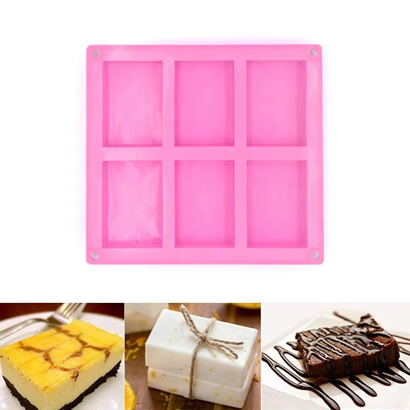 Silicone Soap Mold 6-Cavity  Handmade Soap Molds for Making Fudge Cake  Chocolate  Ice Cube etc