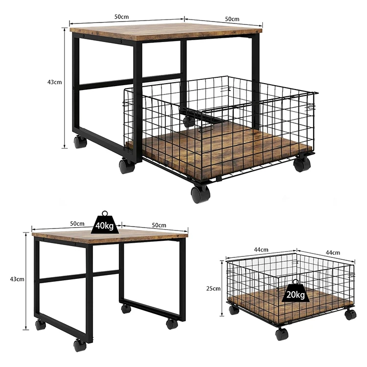 Custom Fridge Stand with Storage Wheels Rolling Mini Refrigerator Table for Organizer Unit Cart & Basket for Home Office