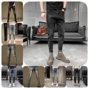 Wholesale high-quality jeans manufacturers direct summer and autumn slim straight leg casual breathable wear jeans for men