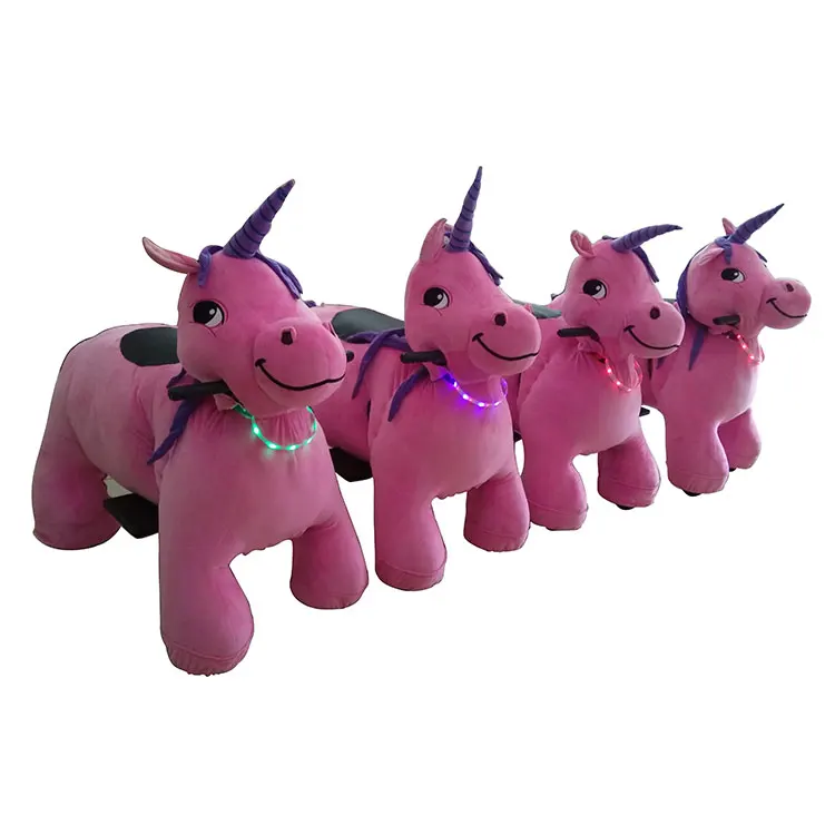 Rechargeable Battery Operated Coin Operated Stuffed Rides on unicorn Motorized Plush Animal