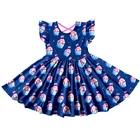 Kids Boutique Baby Girl Rainbow Patterns Designs Dress For Kids
