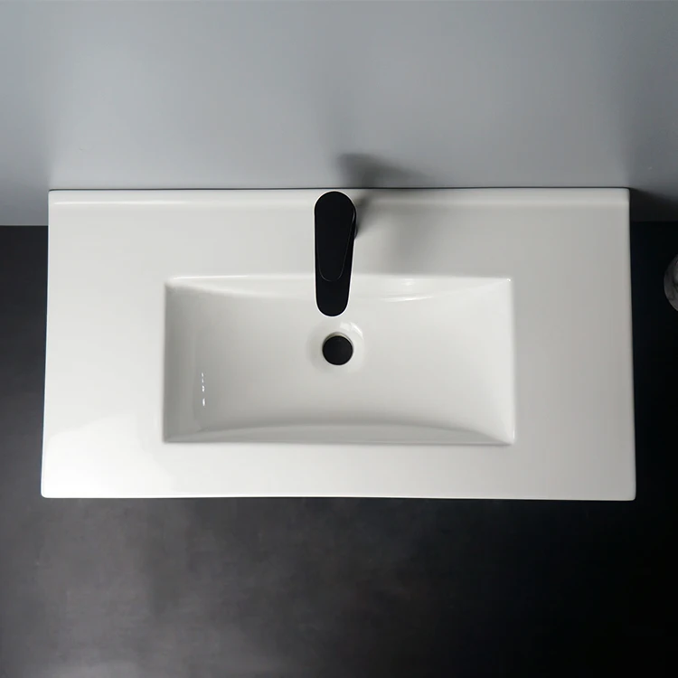 Modern Simple Creative Wall-Mounted Bathroom Vanity Mirror Cabinet Melamine Plywood with Ceramic Countertop for Hotels manufacture