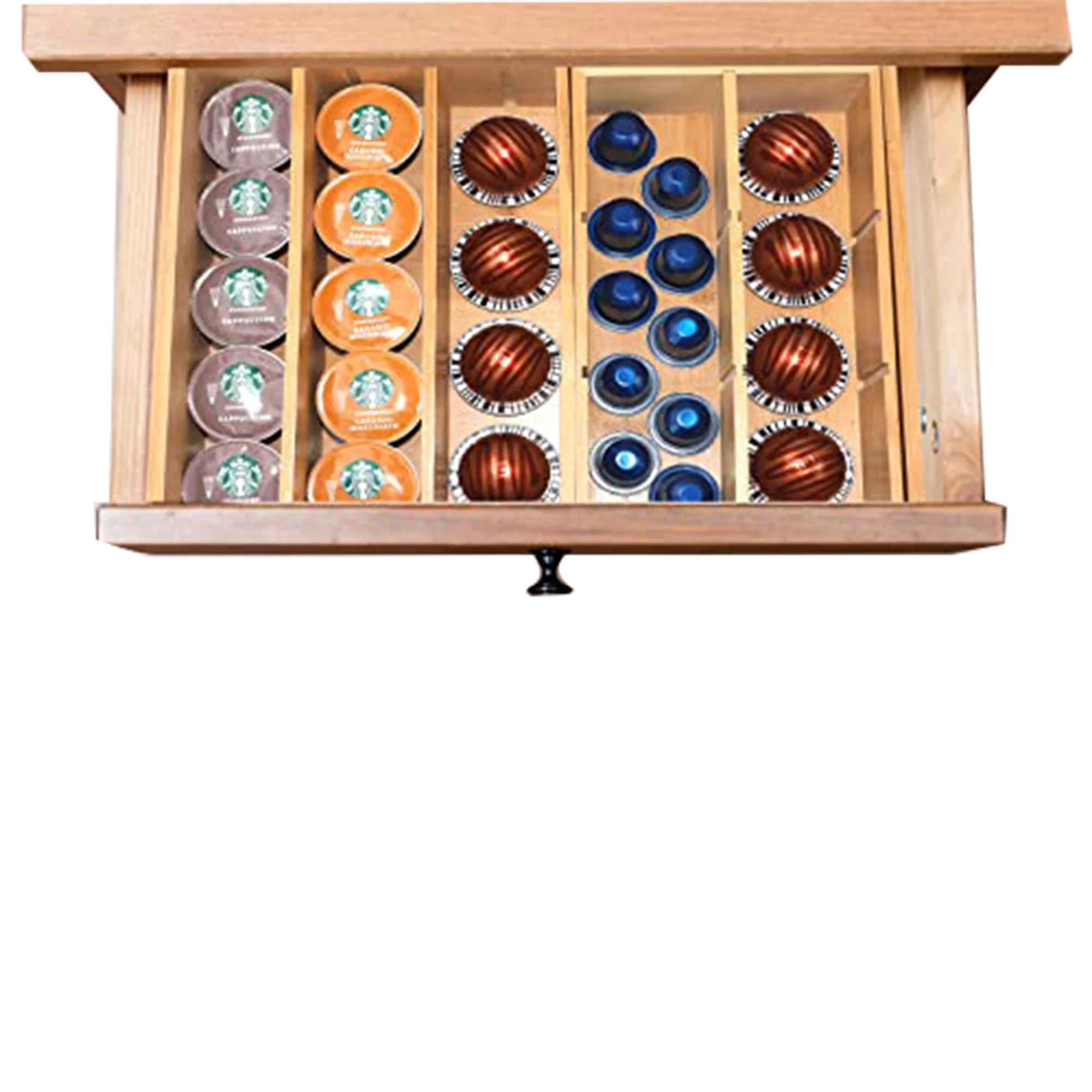Wholesale  Kitchen Bamboo Holder Adjustable K Cup Storage and Tea Bag Organizer for Coffee Station