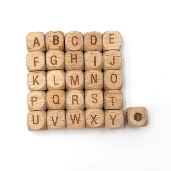 10mm 12mm wooden letter beads wooden alphabet beads cube beech wood beads for garland Children's toys and jewelry