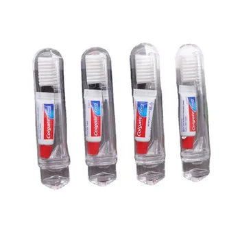 Cheap Hotel Foldable Travel Toothbrush With Toothpaste Airline Toothbrush