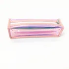 School Pencil Pink Color Laser PU Leather School Stationery Pencil Case Bag For Girls
