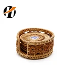 Factory Direct Sales Natural Handmade Weave Rattan Bamboo Rattan Coasters