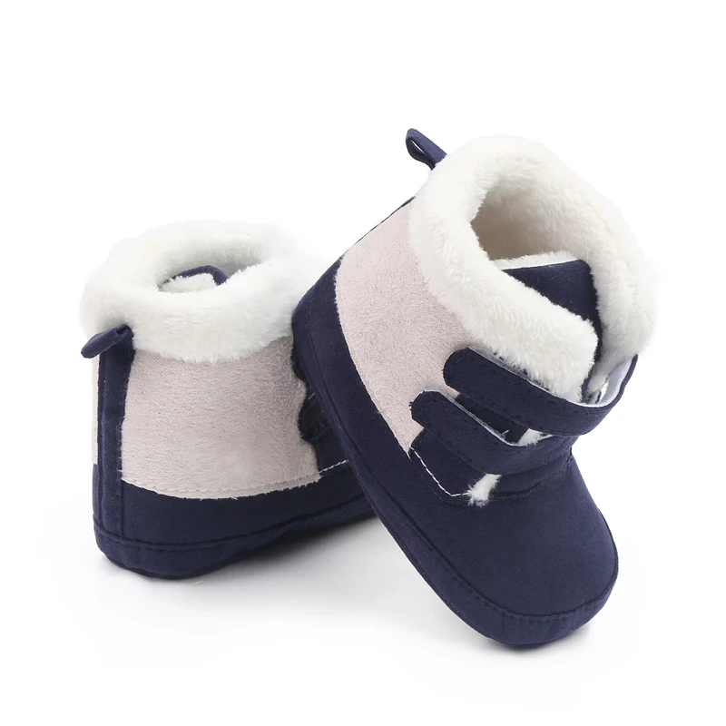 Winter Thick Double Strap Plush High Top Soft Sole Non-slip Baby Warm Toddler Cotton Boots details