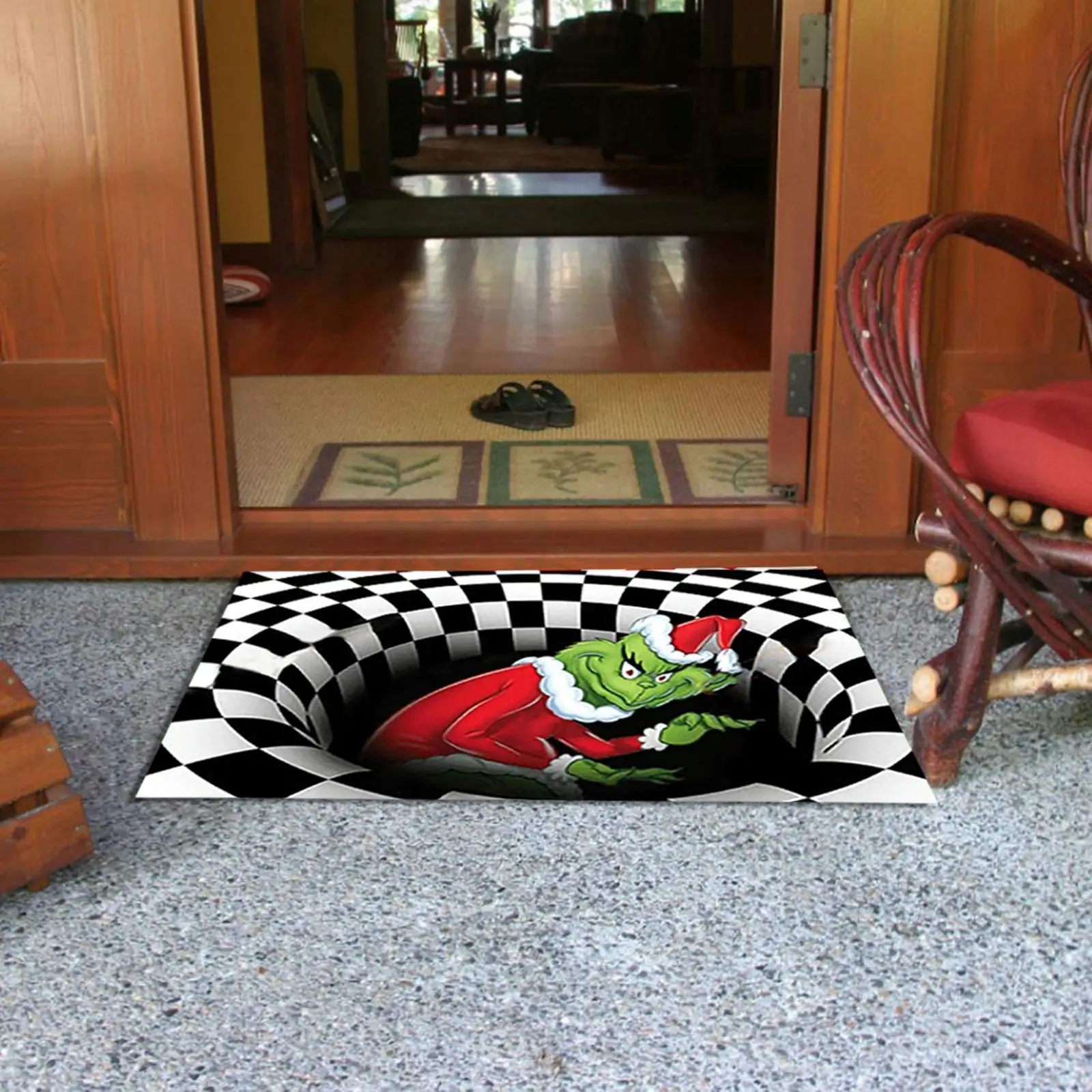 casapre Illusion Doormat,Christmas Non-Slip Visual Door Mat,for Christmas Indoor Outdoor Home Party