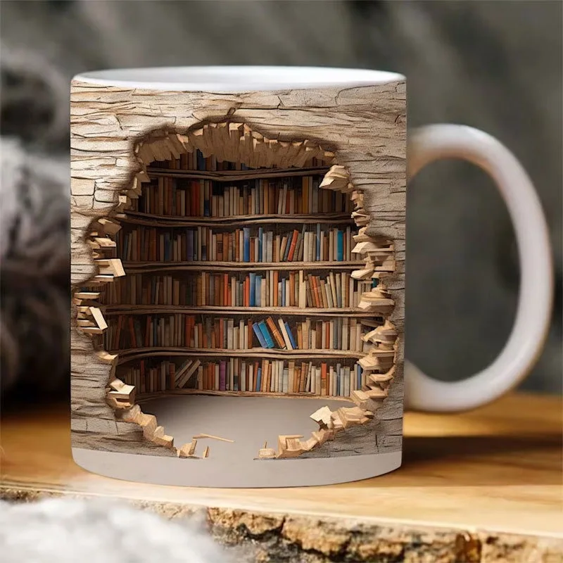 3D Bookshelf Mug Coffee Mugs Creative Space Design Multi-Purpose Ceramic  Creative Ceramic Coffee Mugs