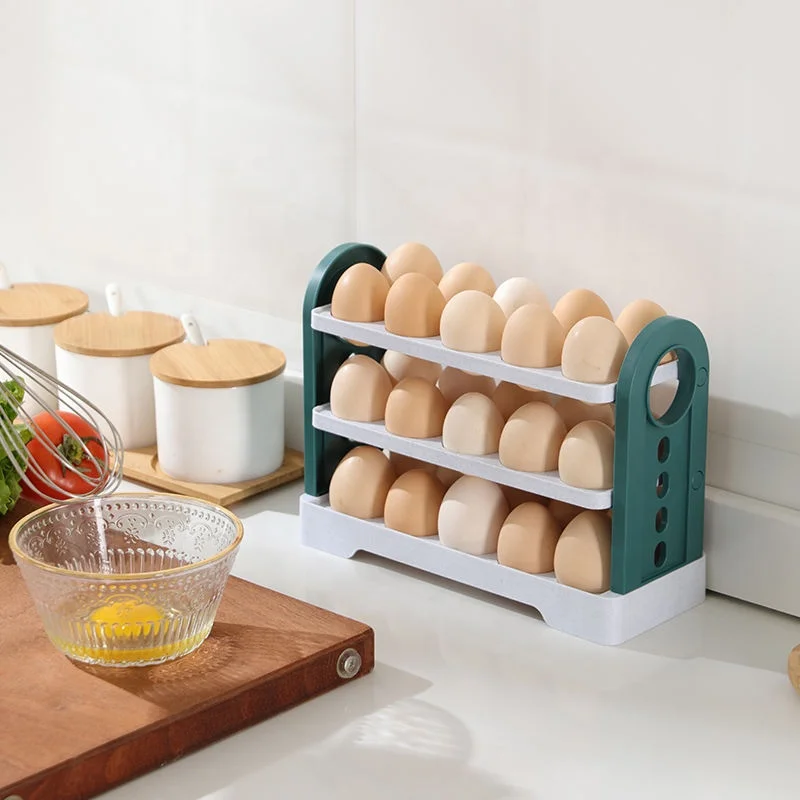 3 Layer Flip Type Egg Storage Rack Refrigerator Organizer Practical Container Box Kitchen Accessories