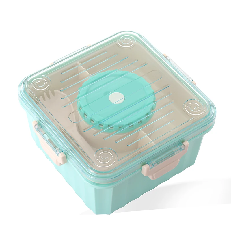 Customized Color 2.15L Bento Plastic Food Container Lunch Box 2 grids with Soup Bowl and Handle