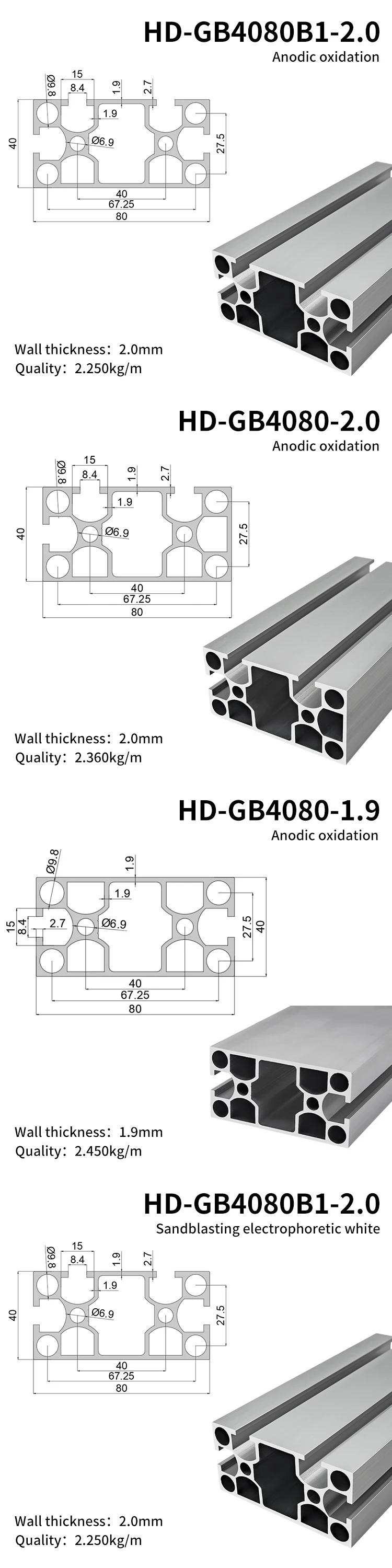 4080 Industrial Aluminum Profiles Are Suitable for Providing Cutting and Drilling Services for Assembly Line Equipment Frames manufacture