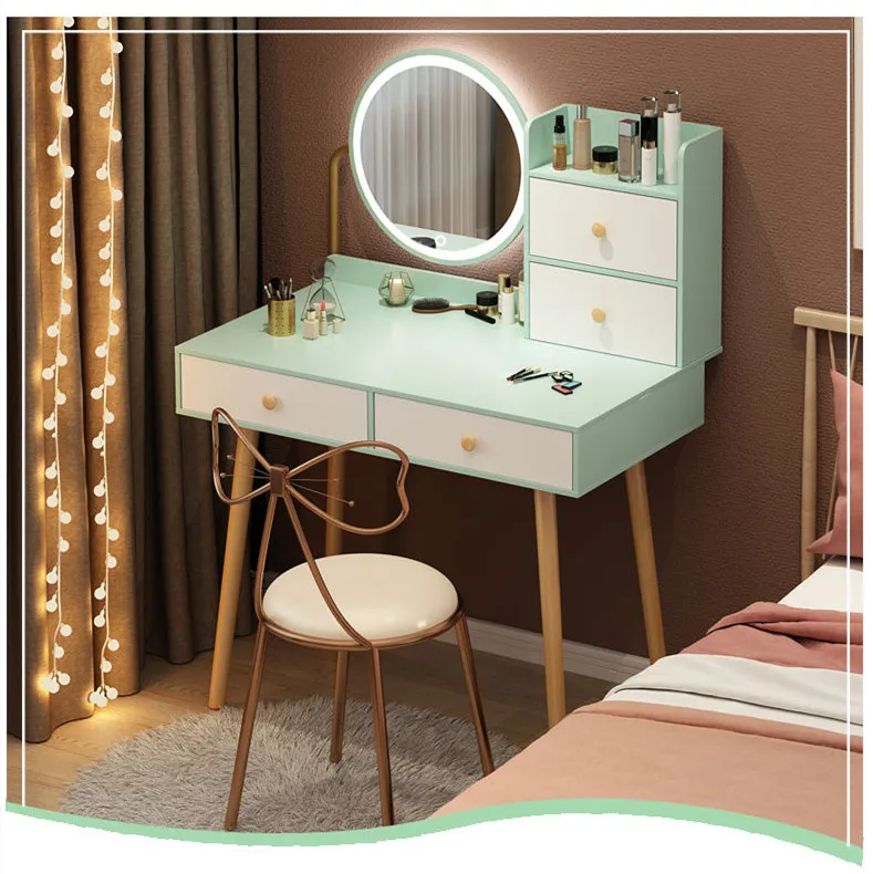 MIN WIN Bedroom furniture elegant modern dressing table with mirror and drawers