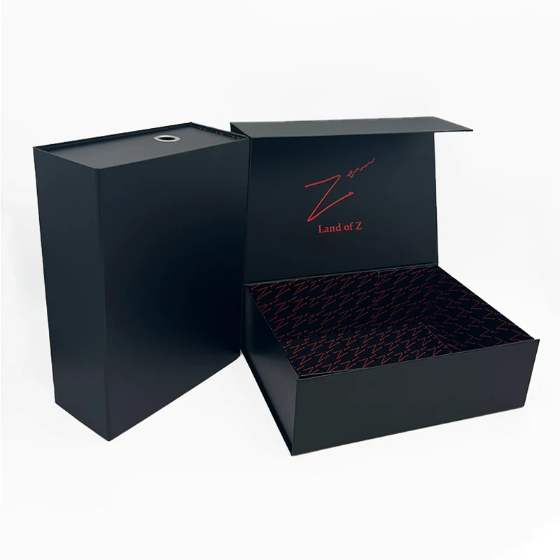 Matt Black Luxury Flap Lid Packaging Large Cardboard Magnetic Gift Box