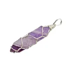 Stone Pendant Natural Stone Crystal Pendant Bullet Shape Turquoise Winding Amethyst Hexagonal Post Pendant