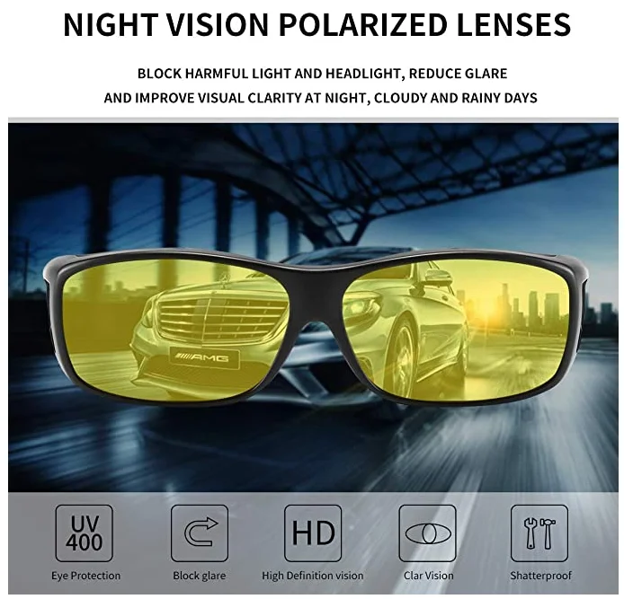 High Quality HD Vision Wrap Around Sunglasses Car Driving Glasses Spec Cermin Mata Anti Silau Malam