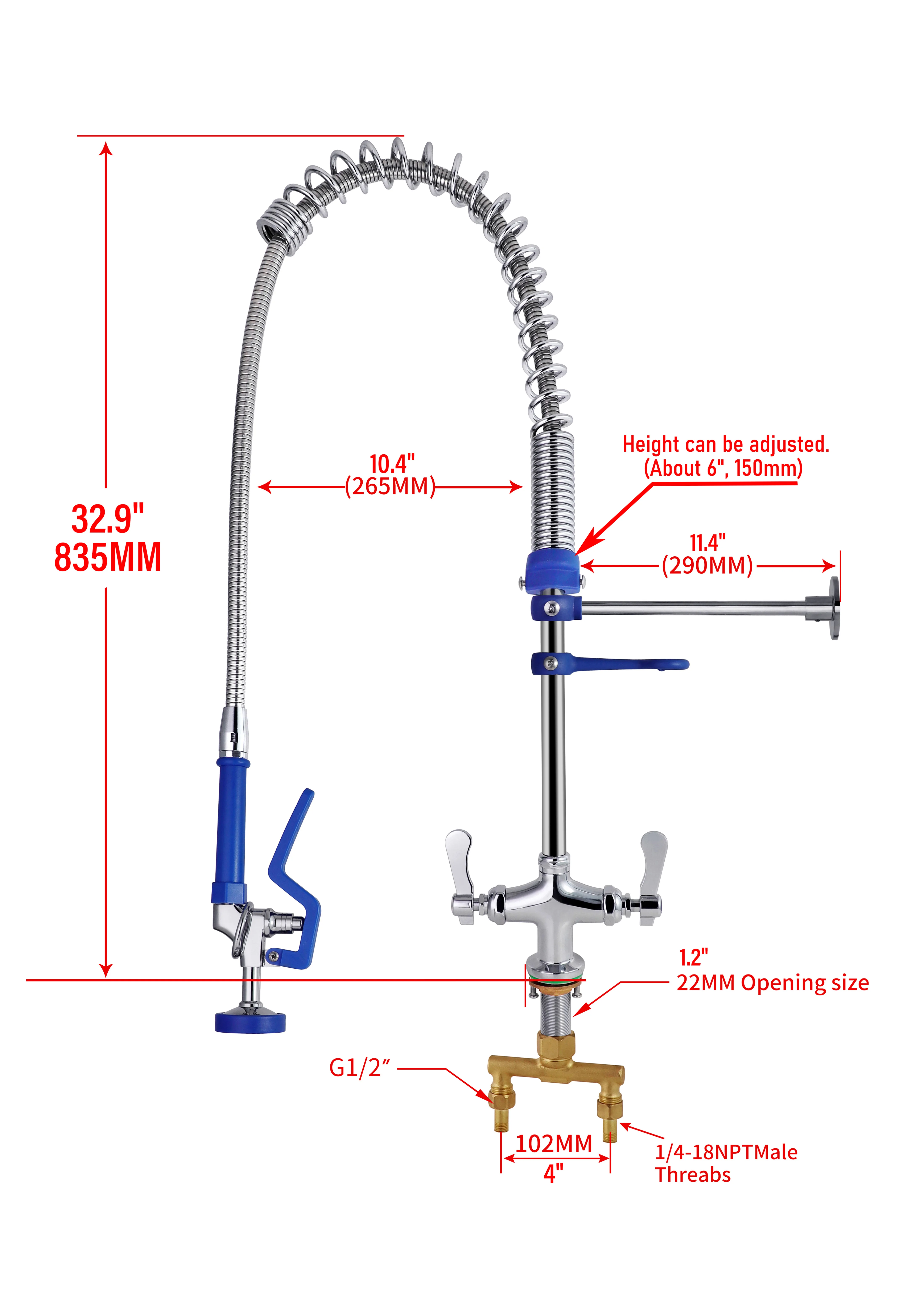 High Quality Commercial Kitchen Faucet Sprayer European 1403Gram Brass 304 Stainless Steel Wall Mounted Pre Rinse Flexibility manufacture