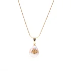 Fashion Pearl Necklace New Fashion 18K Gold Plated Stainless Steel Chain Evil Eye Freshwater Pearl Necklace
