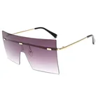 Women Fashion Rimless Integrated Lens Oversized Sun Glasses Luxury Sunglasses For Women Lady
