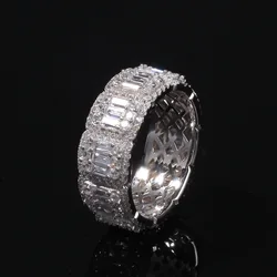 wholesale Aliexpress New launched hip hop Jewelry iced out brass bling ring 8mm Cubic Zirconia Iced Out wedding Ring