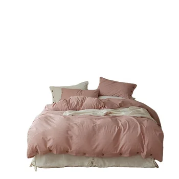 Plain light pink hotel bed sheets duvet cover cotton bedding set 100 cotton bedding set