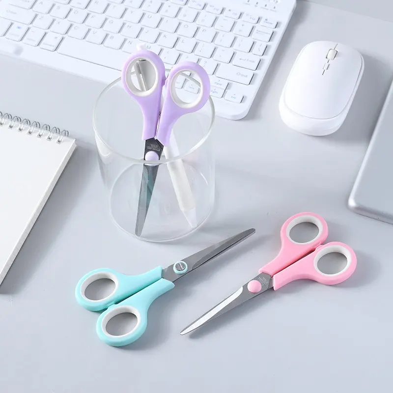 Office Stationery Diy Plastic Scissors Student Handmade Multi Color Scissors Wholesale Artist Safety Round Head Scissors