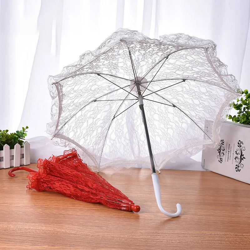 DD1899  Decor 1pc Lace Parasol Umbrella Vintage Wedding Bridal Umbrella Embroidery Umbrella for Wedding Party Celebration