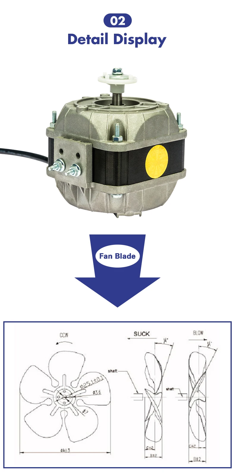 Shaded Pole Type Condenser, 220V 50HZ - detail 8