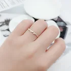 Fresh Jewelry 14K Gold Ring Small Fresh Heart To Heart Yellow Gold Diamond Ring
