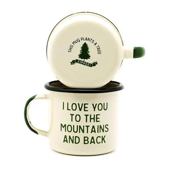 350ML 500ML vintage bulk white sublimation customized food grade metal steel enamel beer coffee serving mug for camping